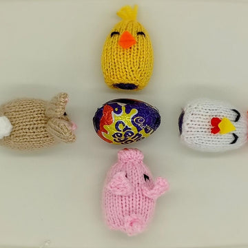 PDF KNITTING PATTERN Farm Yard Creme Egg Covers EASY Set Of 4 Pig Chick Bunny EASTER Oreo Egg