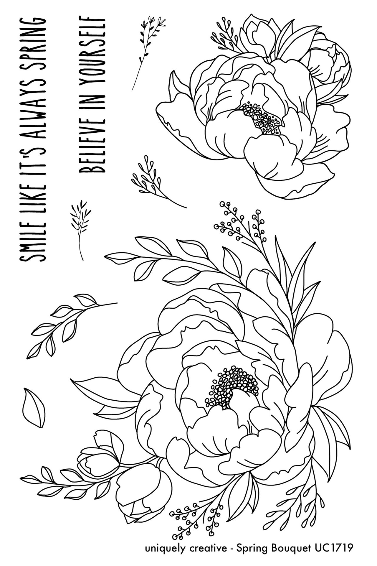 Uniquely Creative 4"X6" Clear Stamps 9/Pkg - Spring Bouquet