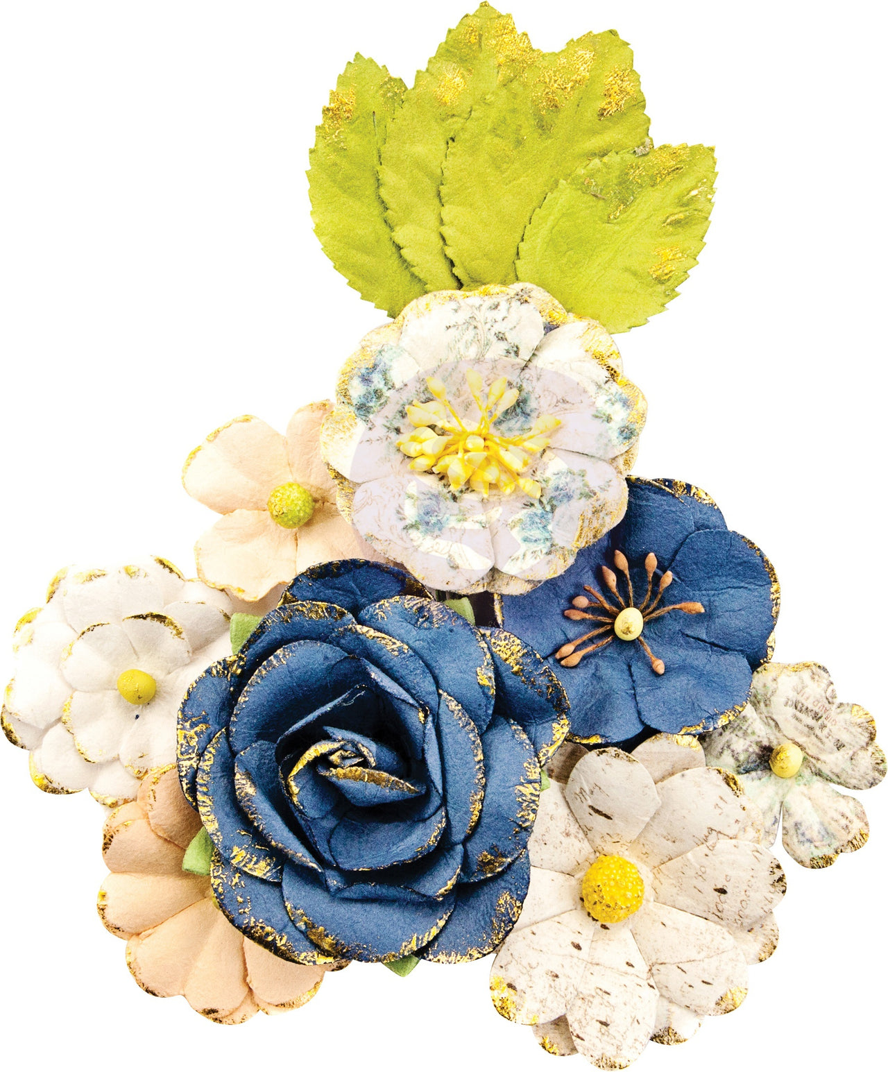 Prima Marketing Mulberry Paper Flowers - Monroe/Georgia Blues, 12/Pkg