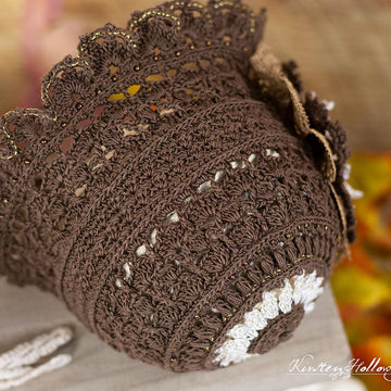 Pumpkin Spice Lace Baby Bonnet