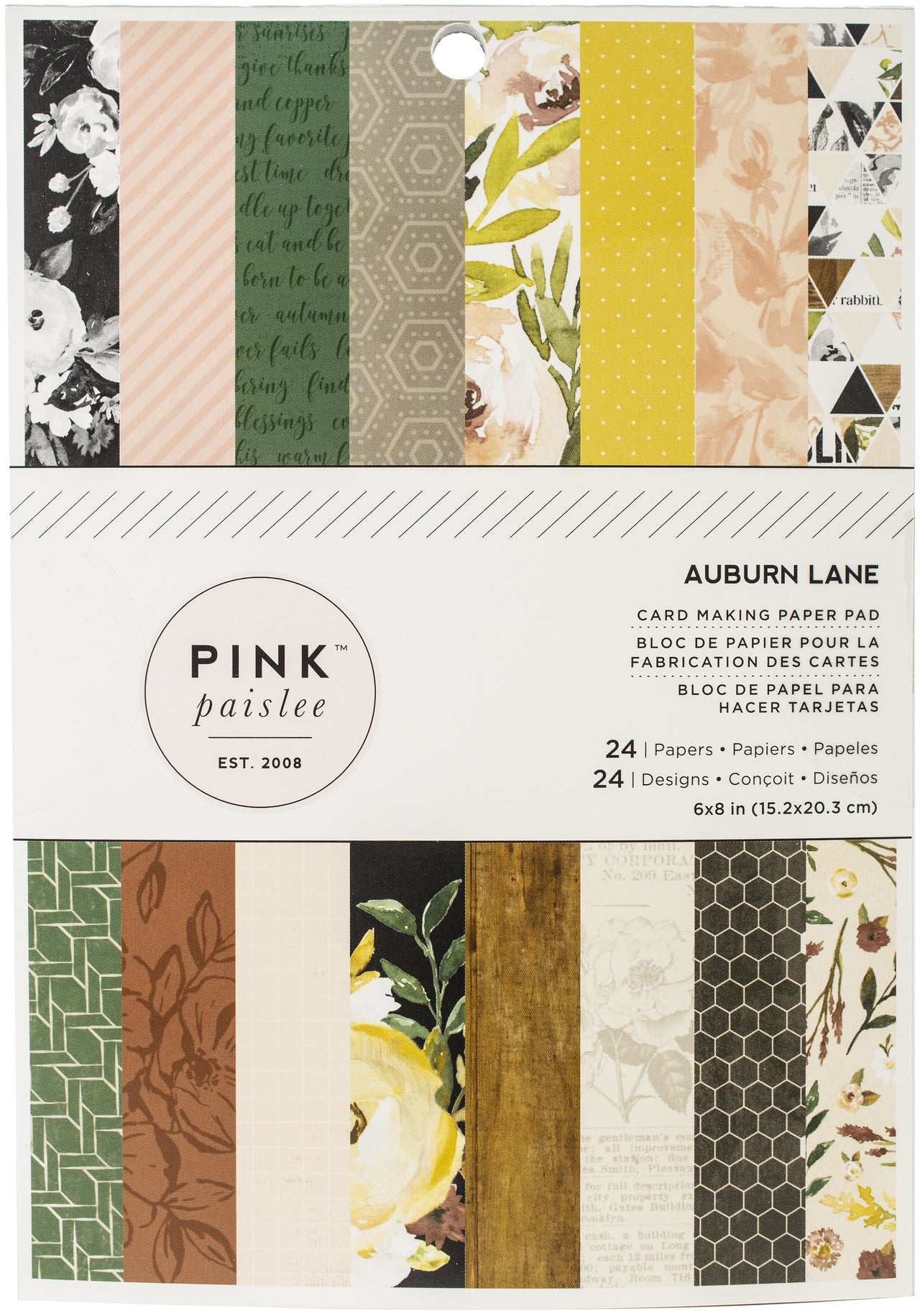American Crafts Single-Sided Paper Pad 6"X8" 24/Pkg - Auburn Lane, 24 Designs/1 Each