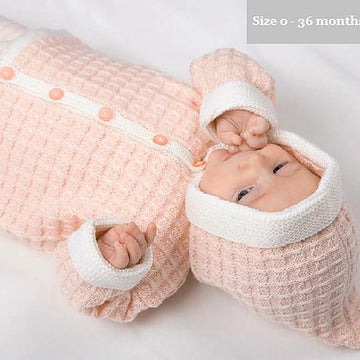 Tiddler Girl Pink Outfit Pdf Knitting Pattern Multiple sizes Jacket Hat Romper