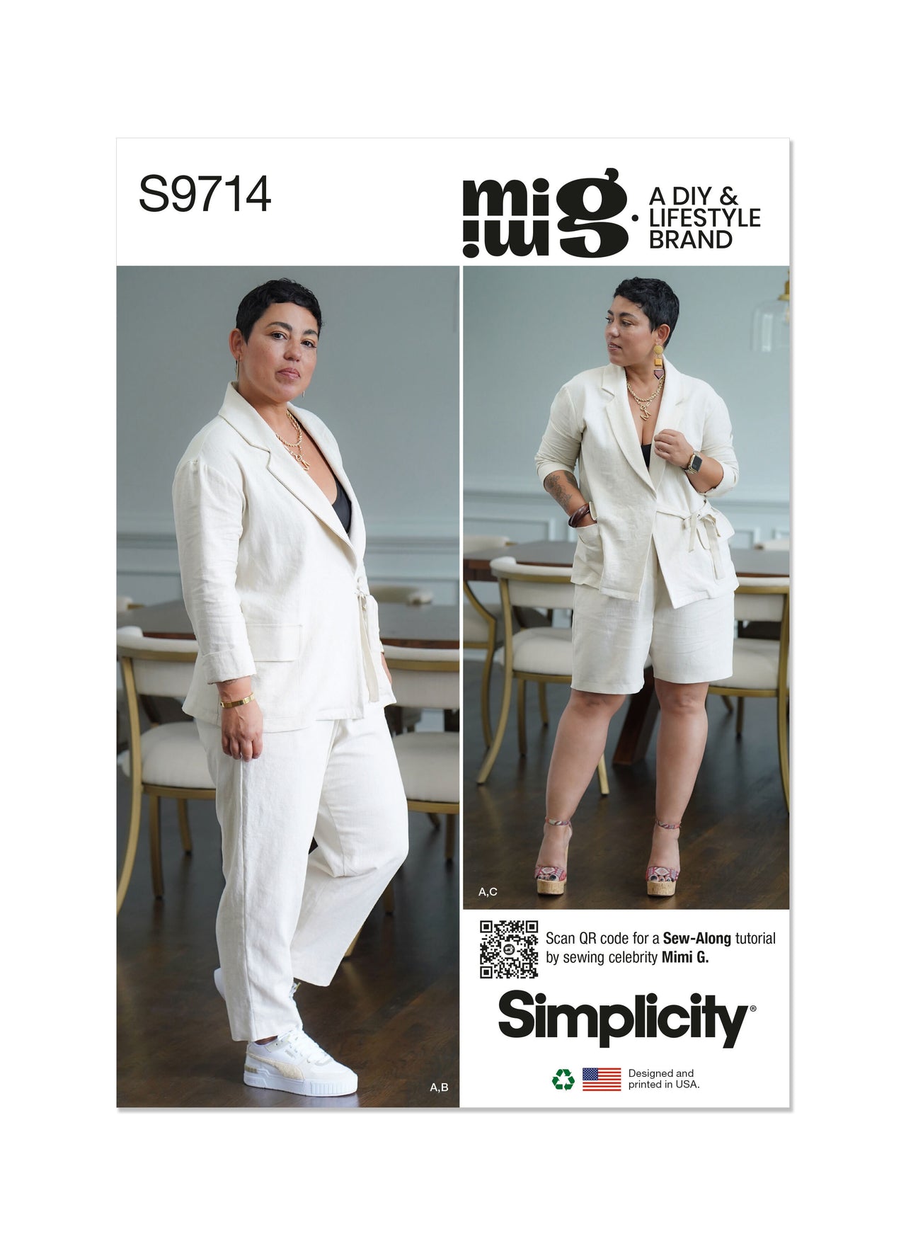 Simplicity Misses' Jacket, Pants and Shorts by Mimi G Style S9714 - Sewing Pattern