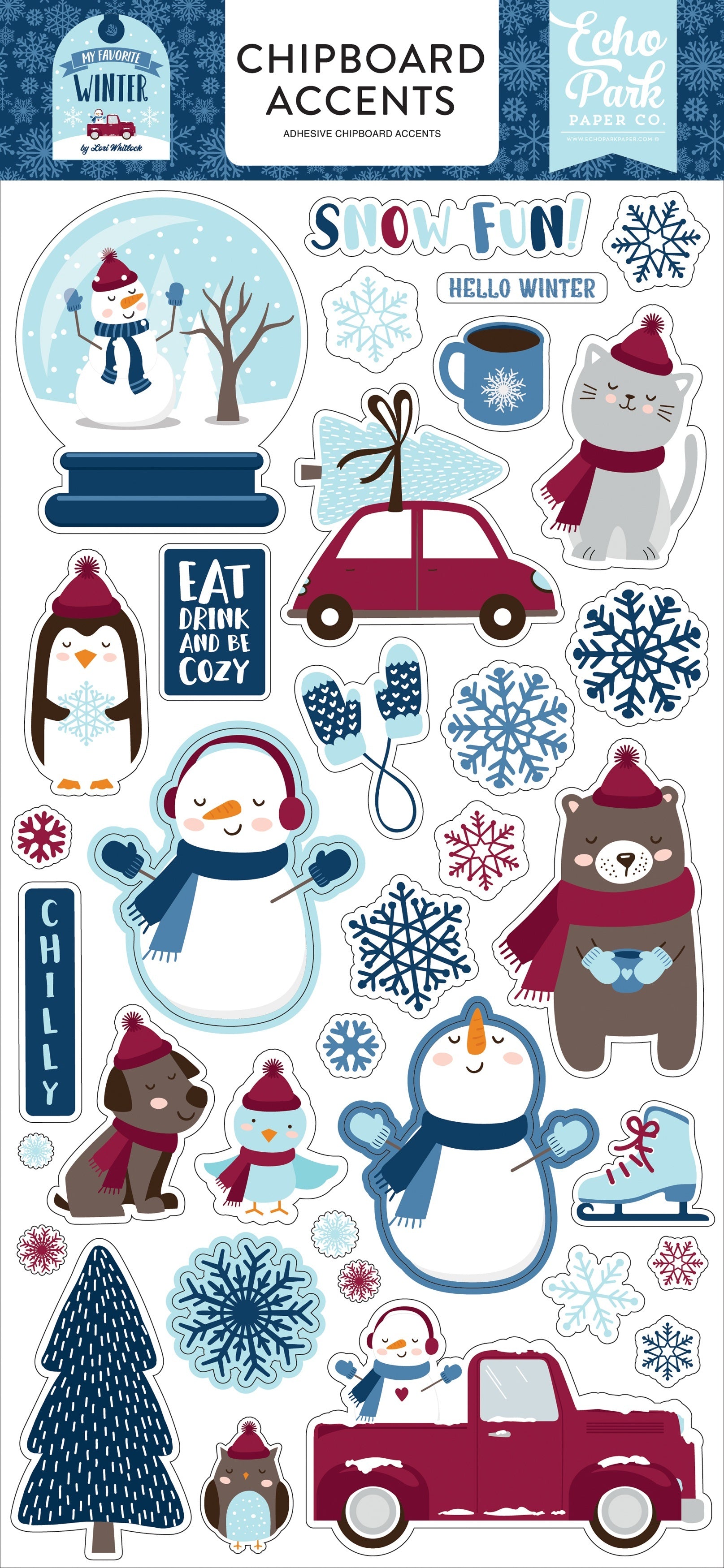Echo Park Paper My Favorite Winter Chipboard 6"X13" - Accents
