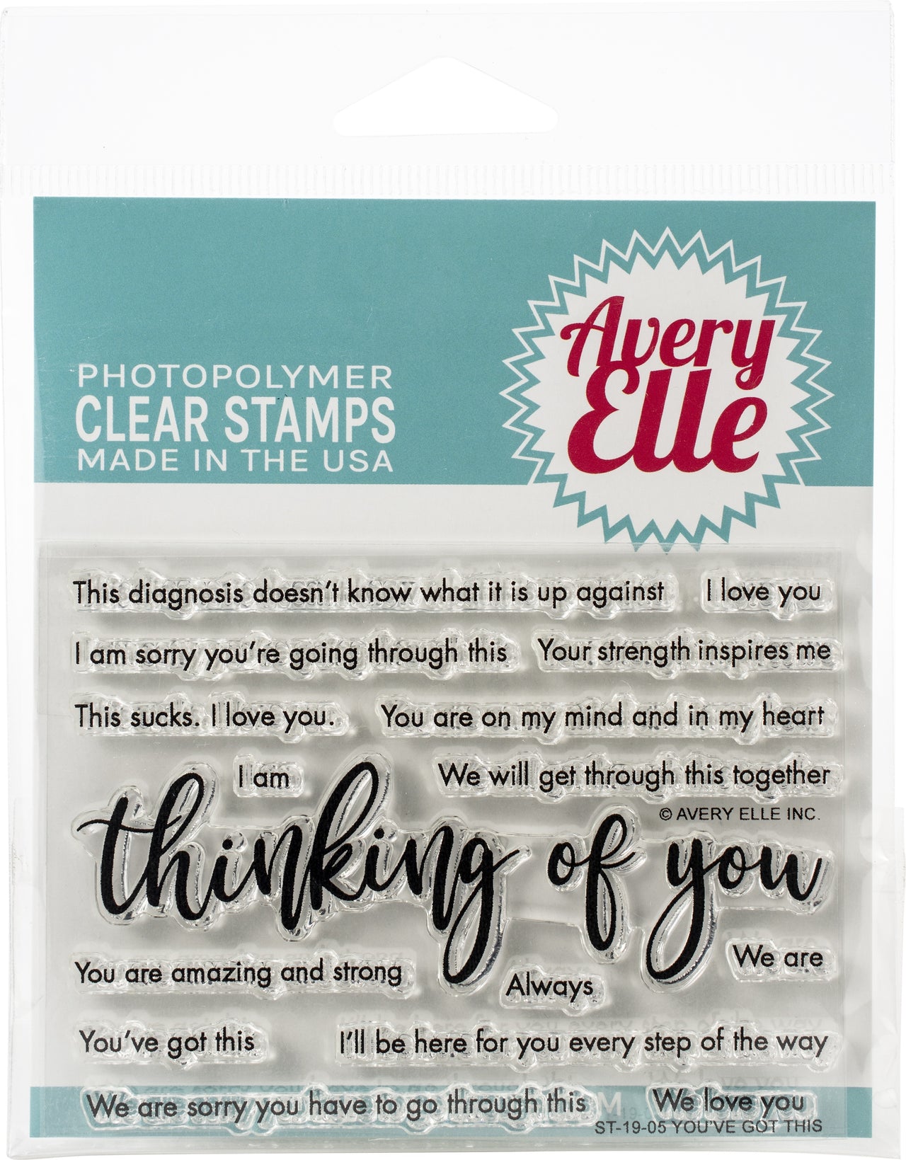 Avery Elle Clear Stamp Set 4"X3" - You've Got This