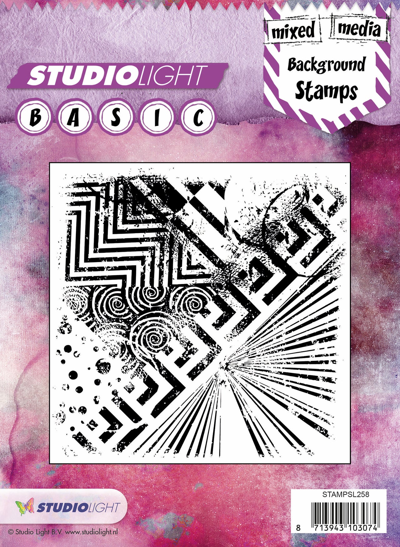 Studio Light Mixed Media 5"X5" Background Stamp - Graphic
