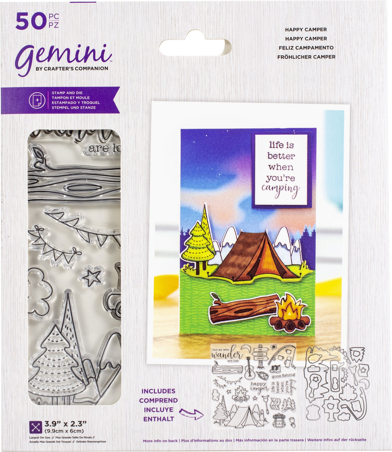 Crafter's Companion Gemini Stamps & Dies - Happy Camper
