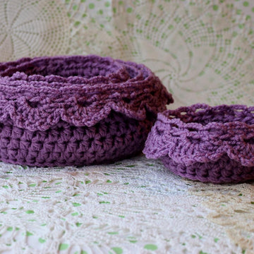 Nesting Bowls with Drop over Lace Edge