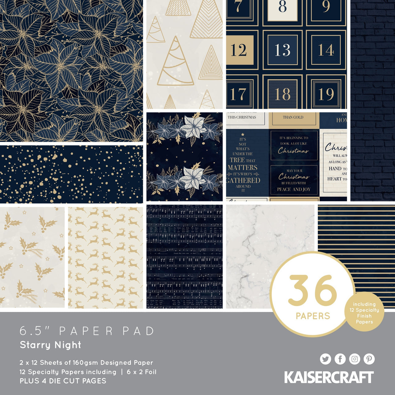 Kaisercraft Paper Pad 6.5"X6.5" 40/Pkg - Starry Night