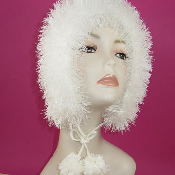Faux Fur Trim Garter Stitch Bonnet Hat