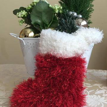 Chunky Tinsel Yarn Christmas Stocking Knitting Pattern