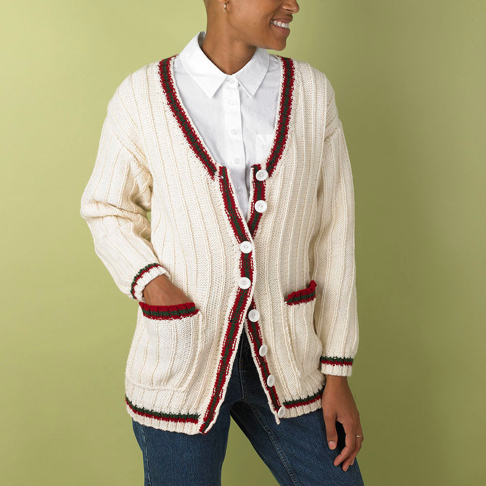 Championship Cardigan - Free Knitting Pattern For Women in Paintbox Yarns Wool Mix Aran