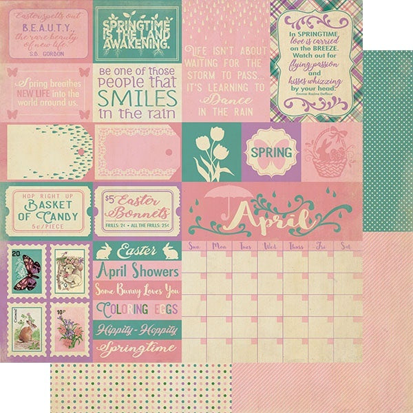 Authentique Paper Calendar Collection Double-Sided Cardstock 12"X12" 18/Pkg - April Sentiments