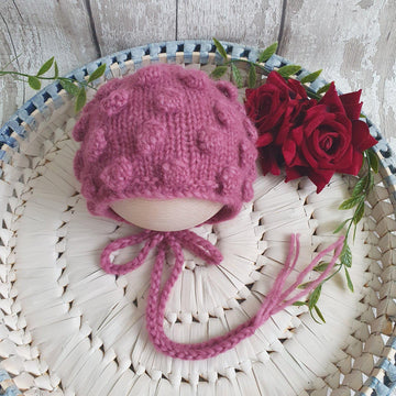 Aran Knit Bobble Baby Bonnet
