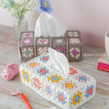 Rectangular Granny Square Tissue Box Cover Crochet Pattern – PDF Download