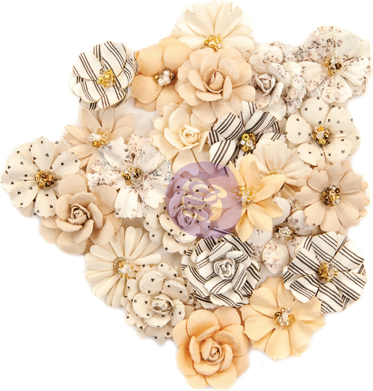 Prima Marketing Mulberry Paper Flowers - Flash Beauty/Pretty Pale, 24/Pkg