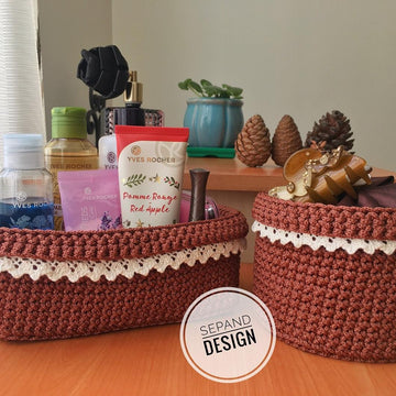 Macrame rectangular basket