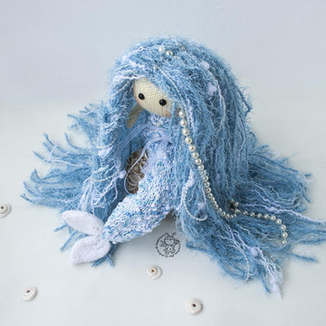 Blue Mermaid doll knitted flat