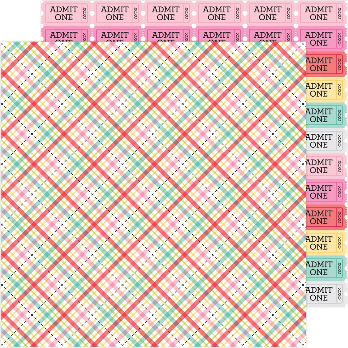 Doodlebug Love Notes Double-Sided Cardstock 12"X12" 25/Pkg - Forever Plaid