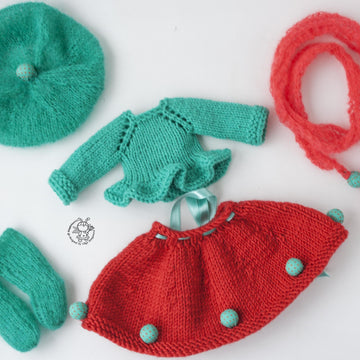 Turquoise and Scarlet outfit  for 13-14 inch dolls