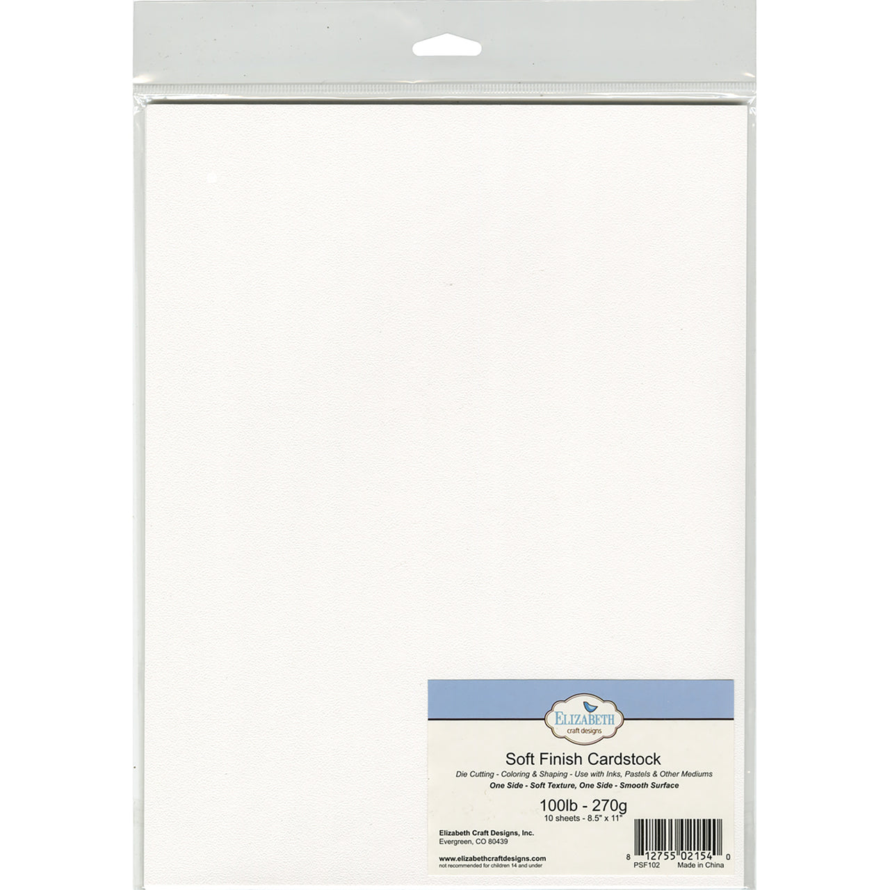 Elizabeth Craft Designs Elizabeth Crafts Soft Finish Cardstock 110lb 8.5"X11" 10/Pkg - 518926