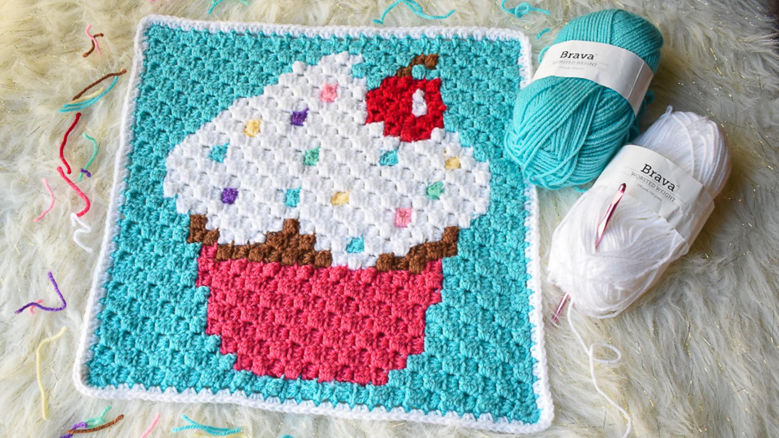 Sprinkled Cupcake C2C Square
