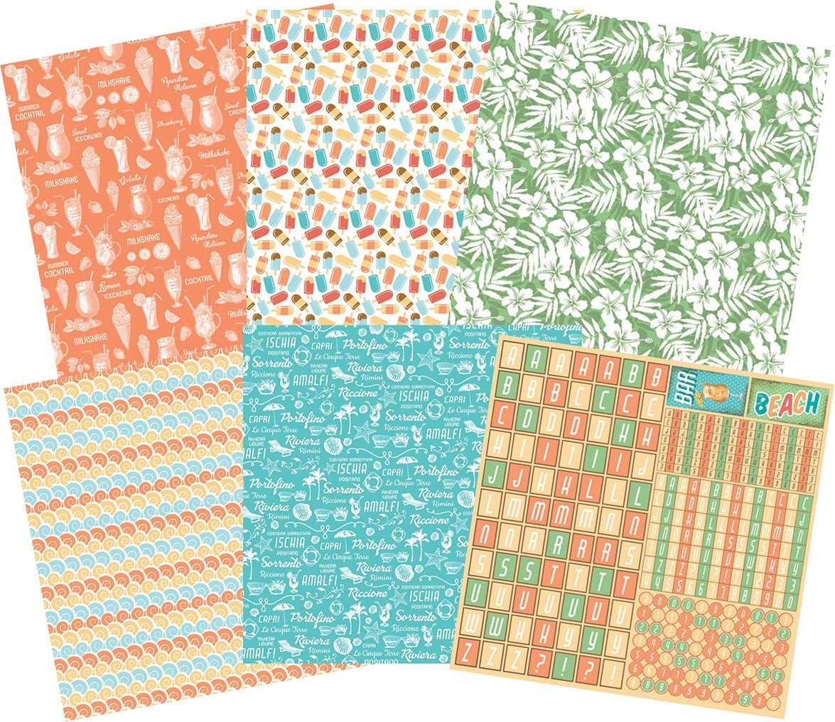 Ciao Bella Double-Sided Paper Pack 90lb 12"X12" 8/Pkg - Summer Tales, 8 Designs/1 Each
