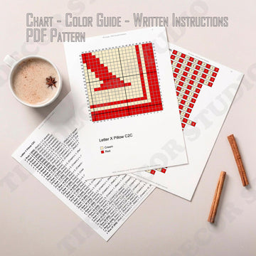 Letter X Pillow Cover C2C CROCHET PATTERN