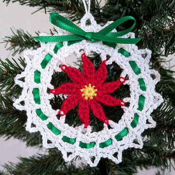 Poinsettia Wreath Christmas Ornament