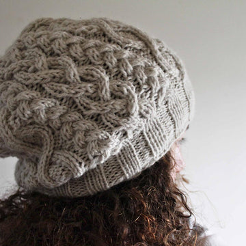 White Cabled Slouch Hat