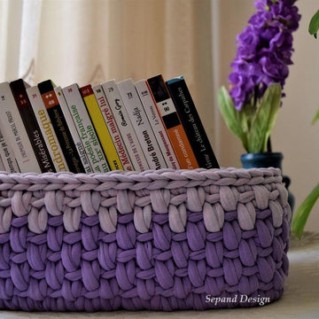 Zpagetti (t-shirt) yarn basket-  One Back Loop- Purple