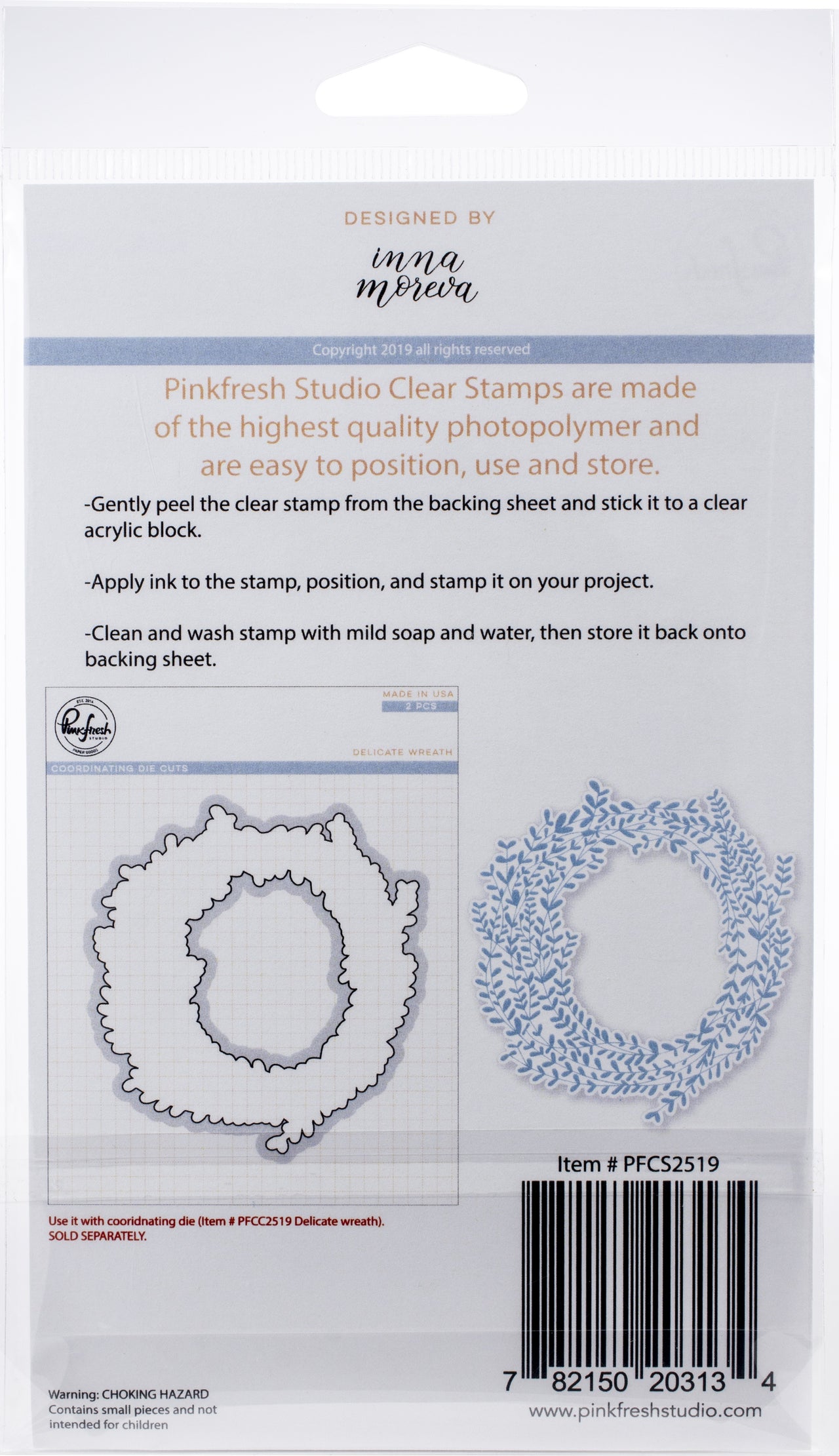 Pinkfresh Studio Clear Stamp Set 4"X6" - Delicate Wreath