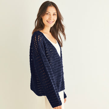 Crochet V Neck Cardigan in Sirdar Cotton DK - CCSC10253 - Downloadable PDF