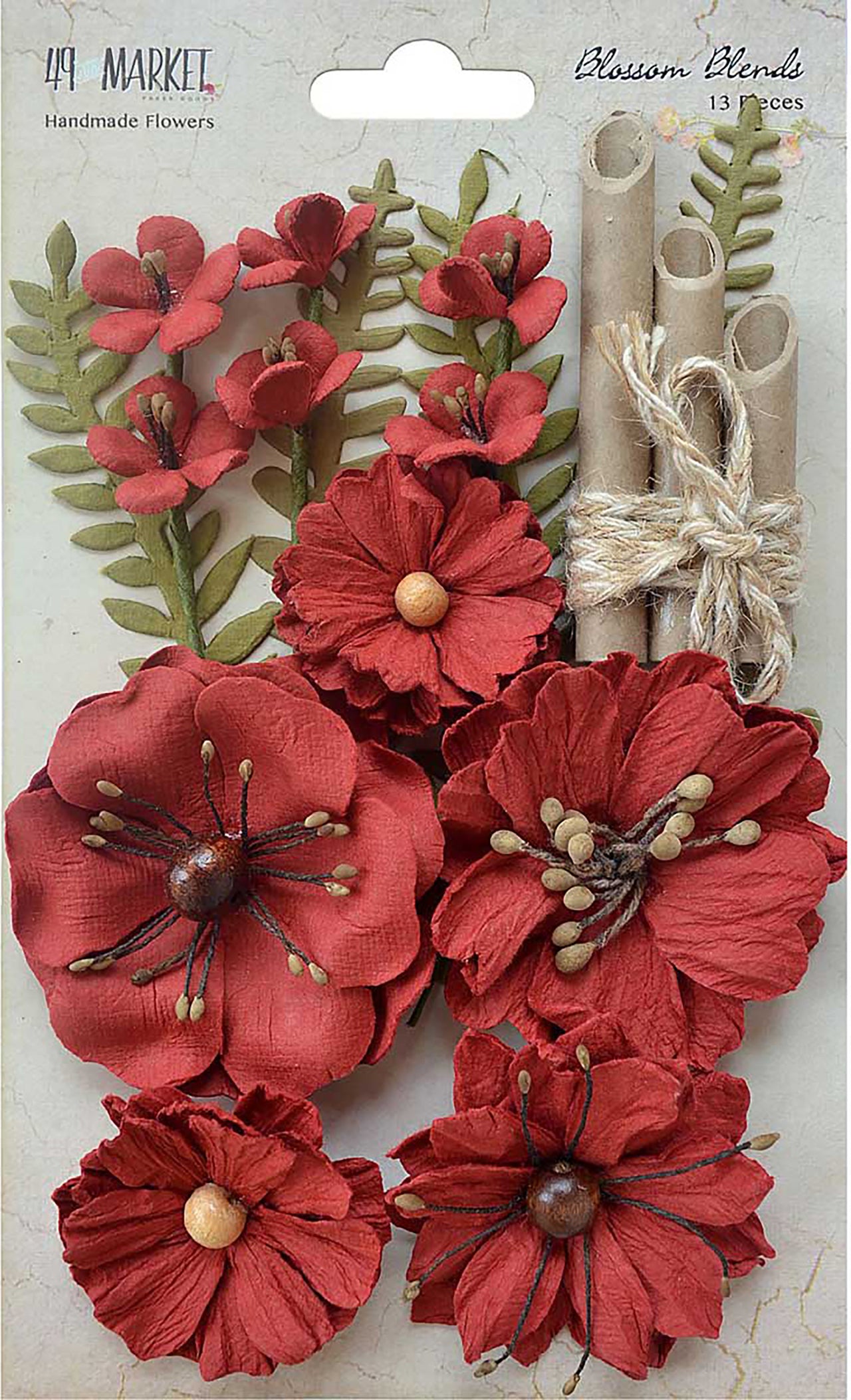 49 And Market Blossom Blends 13/Pkg - Poppy, 2.5"
