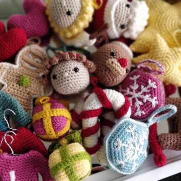 Christmas Ornaments Bundle Crochet angel elf reindeer santa rocking horse gingerbread house cookie sugar cane mistletoe