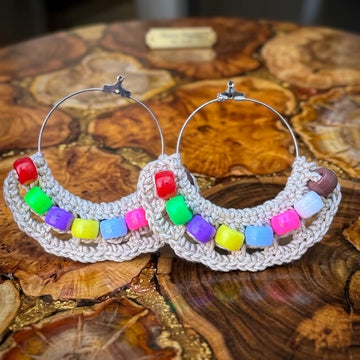 Colorful Pony Beads Hoop Earrings Pattern