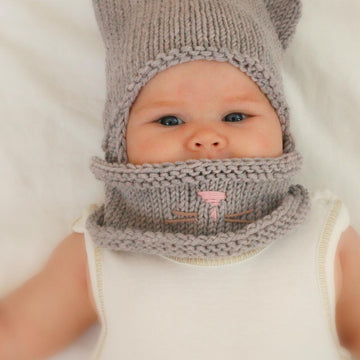 Cat earflap hat and cowl set