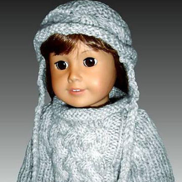Fits American Girl Doll, Aran Pullover with matching hat.