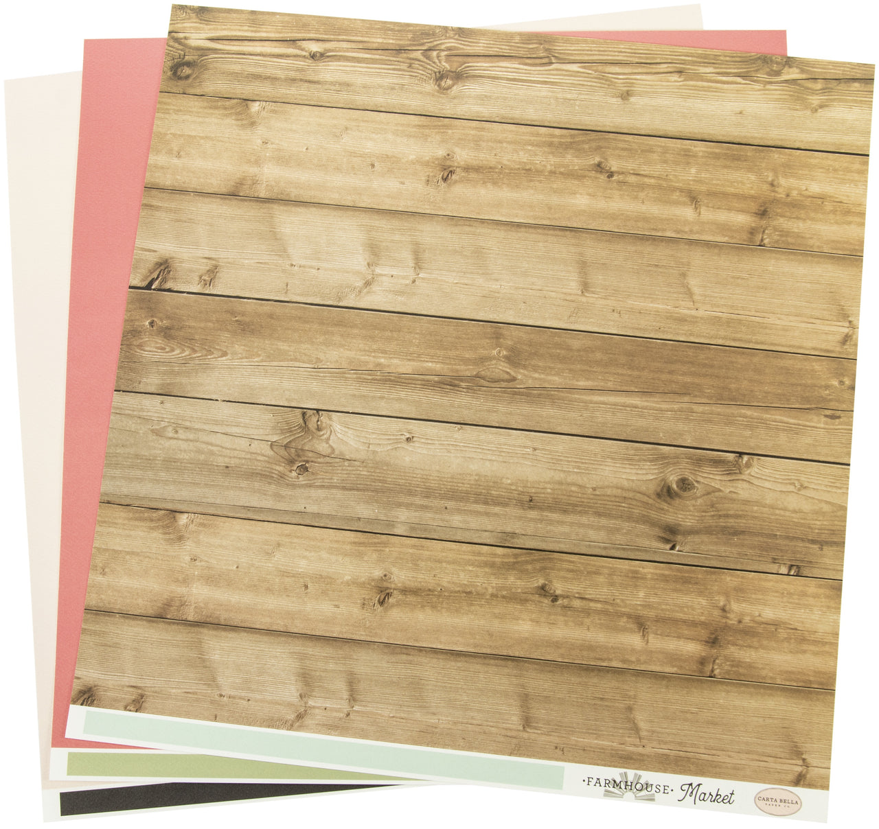 Echo Park Paper Carta Bella Double-Sided Solid Cardstock 12"X12" 6/Pkg - Farmhouse Market, 6 Colors
