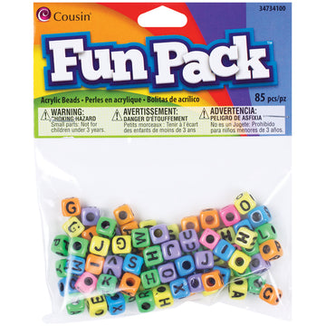 Cousin Fun Pack Acrylic Alphabet Beads - Square Rainbow 85/Pkg