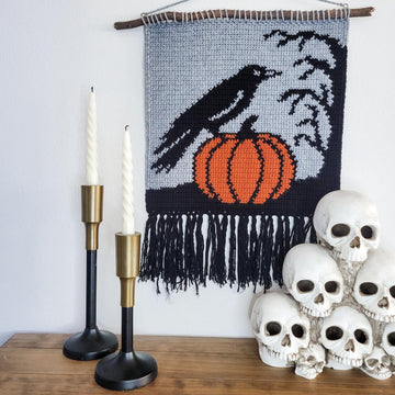Fall Raven & Pumpkin Tapestry