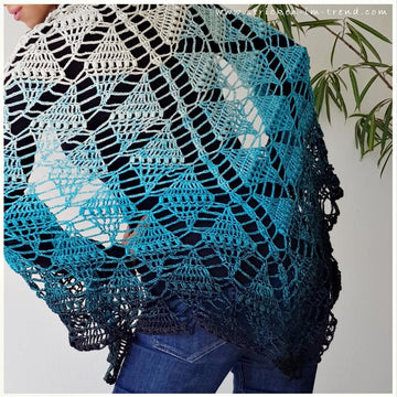 Crochet Pattern Triangle Shawl BioTronik #4 | Textured Crochet Shawl | Modern Wrap PDF