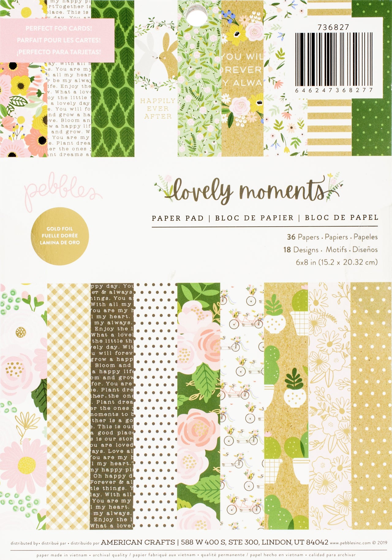 American Crafts Pebbles Single-Sided Paper Pad 6"X8" 36/Pkg - Lovely Moments
