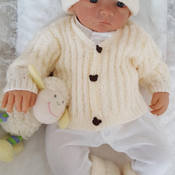 Lucas Baby Cardigan, Hat & Booties
