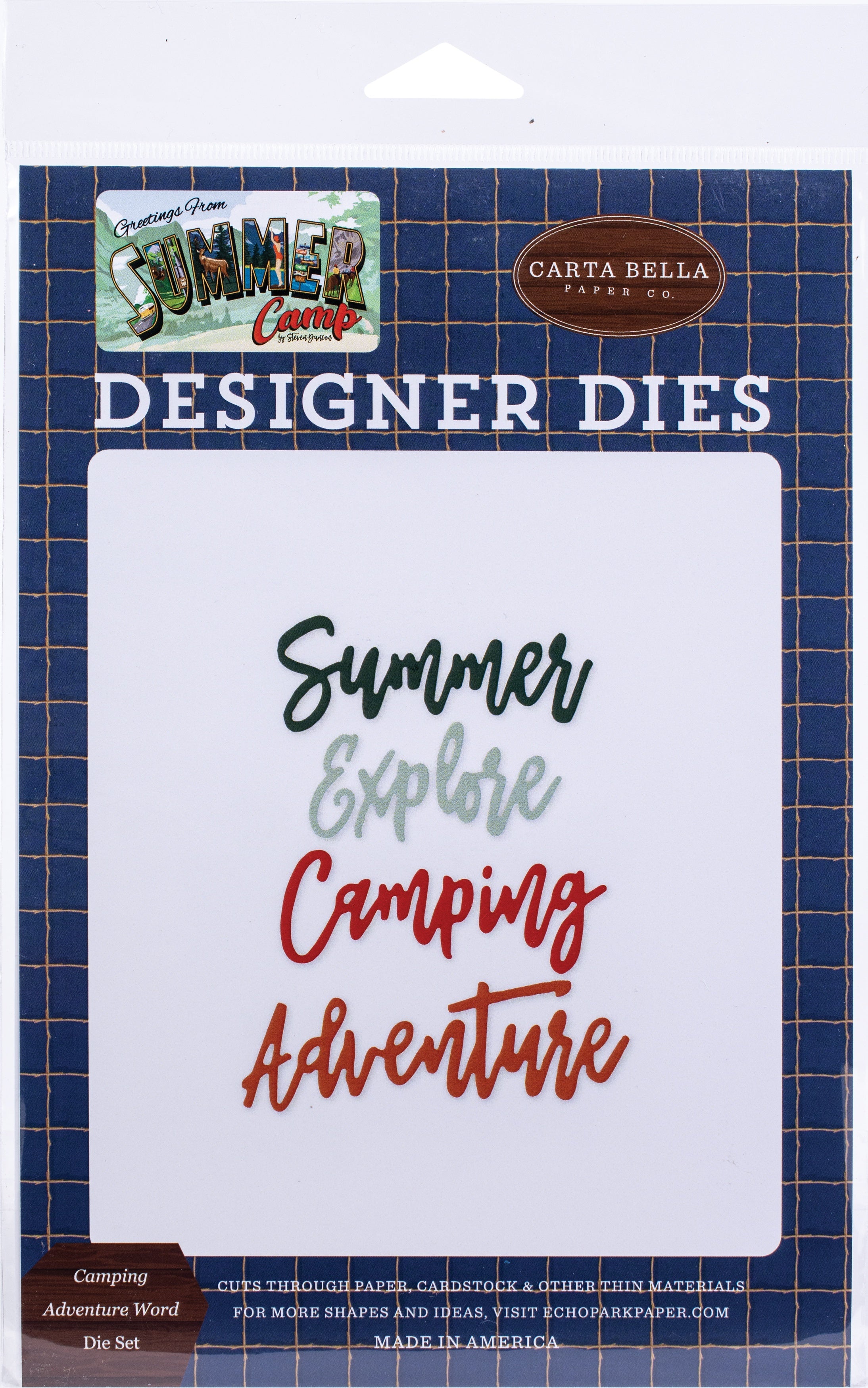 Echo Park Paper Carte Bella Dies - Camping Adventure, Summer Camp