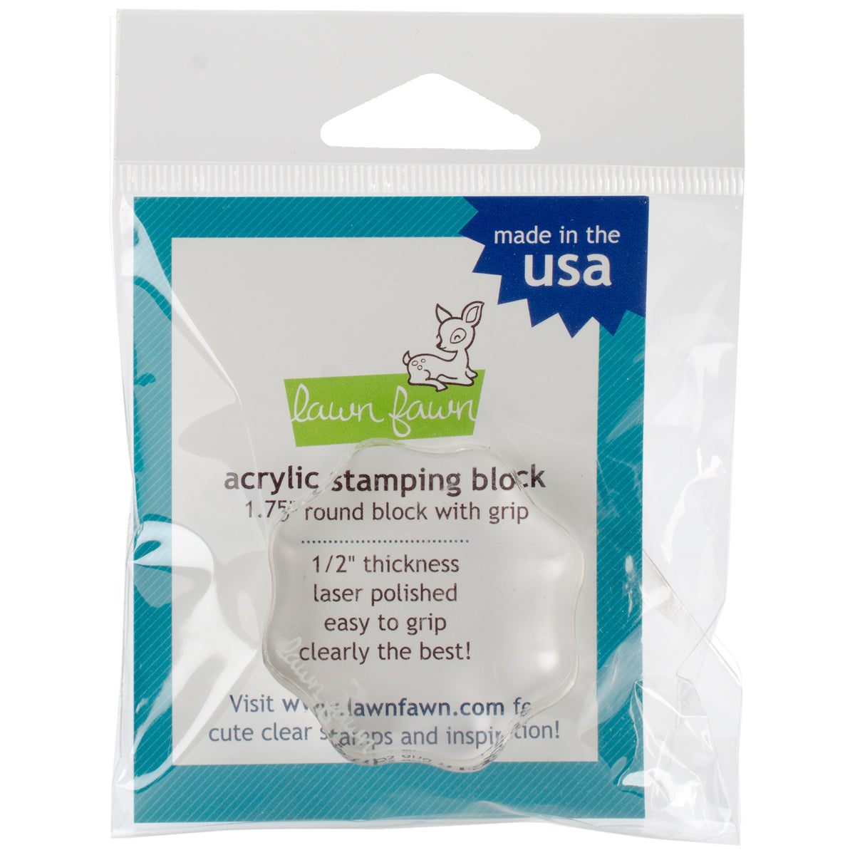 Lawn Fawn Acrylic Stamping Block W/Grid - 1.75" Round