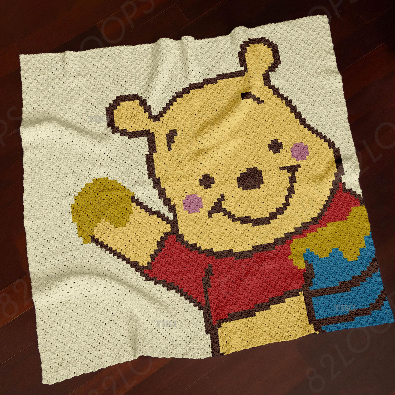 The Pooh Honey Pod Blanket C2C CROCHET PATTERN 90x90 Squares Winnie Afghan
