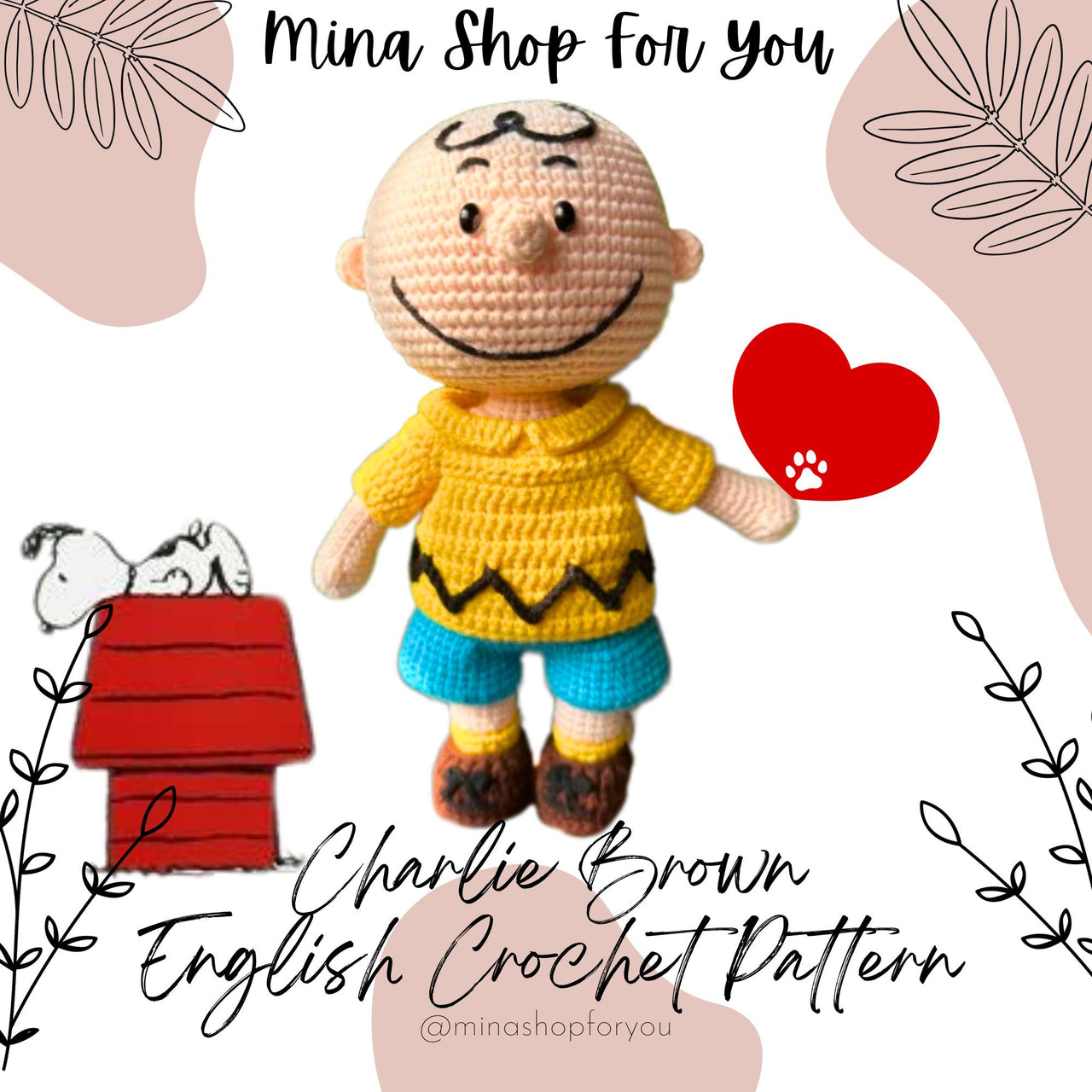 Charlie Brown Crochet Pattern: 9-inch Amigurumi Snoopy (English PDF)