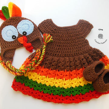 Turkey Baby Hat and Dress Outfit