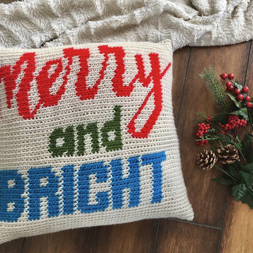 Merry And Bright Pillow or Wall Hanging Banner